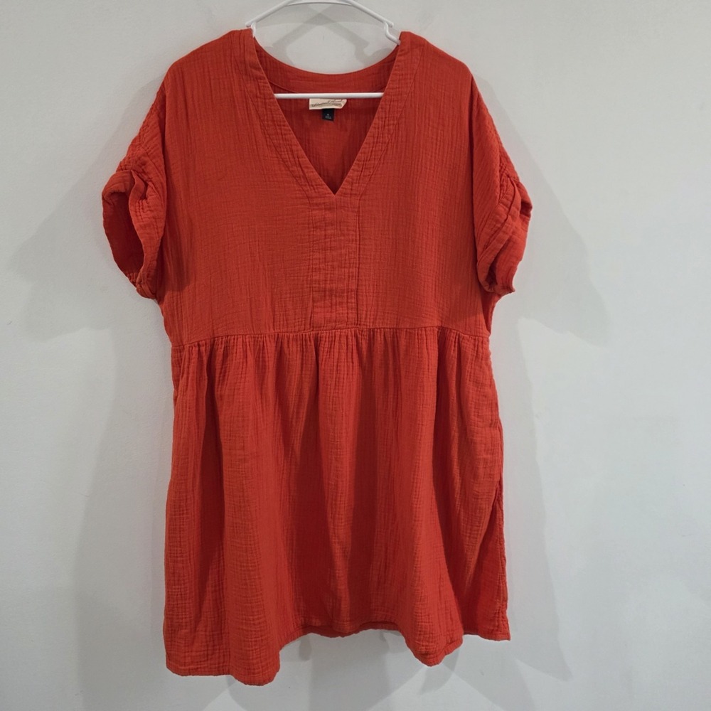 Universal Thread Gauze Midi Dress Size XL Tiered Orange Cottage‎ Boho Beach